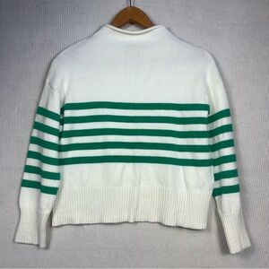 Truth by Republic Cream & Green Striped Mock Neck Sweater Size Medium Casual